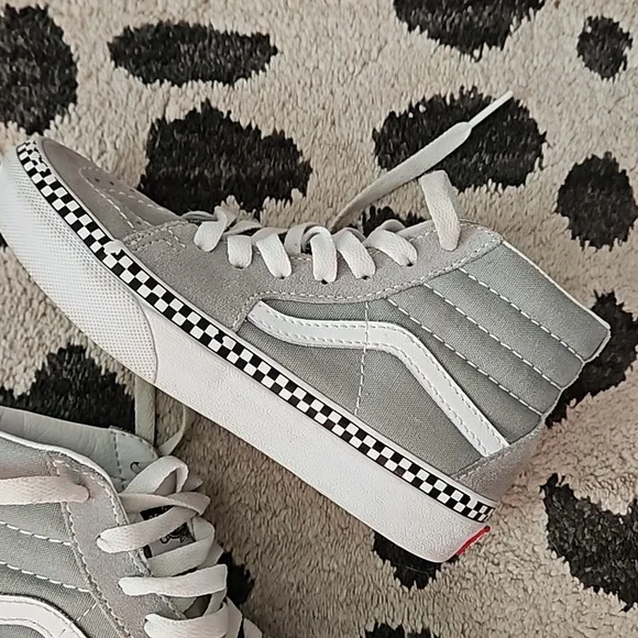 Vans Old Skool Ska-Hi Gray Suede Canvas Shoes Size 1 - Picture 2 of 9